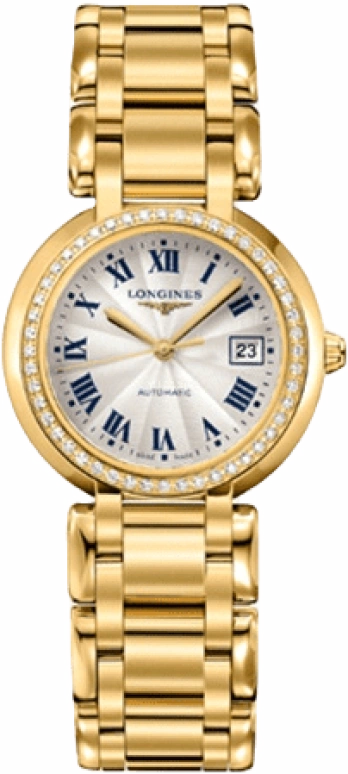 Longines,PrimaLuna 30mm,30mm,Yellow Gold,Silver,Automatic,Date,40hours,L8,L8.113.7.78.6