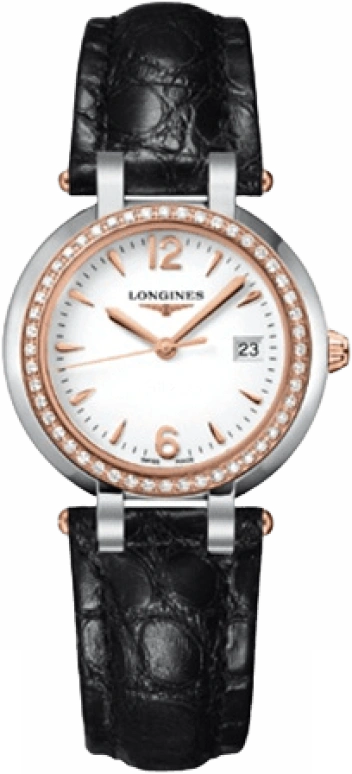 Longines,PrimaLuna 30mm,30mm,Pink Gold,Stainless Steel,White,Quartz,Date,26280hours,L8,L8.112.5.19.2