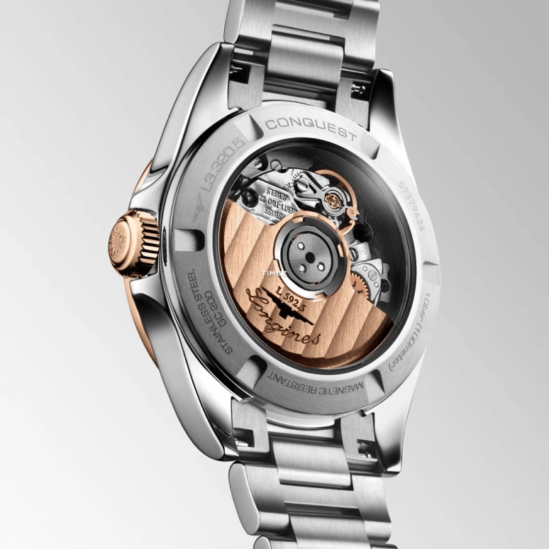 Longines,Conquest 30mm,30mm,Stainless Steel,Rose Gold,White,Automatic,Day,40hours,L3,L3.320.5.87.6