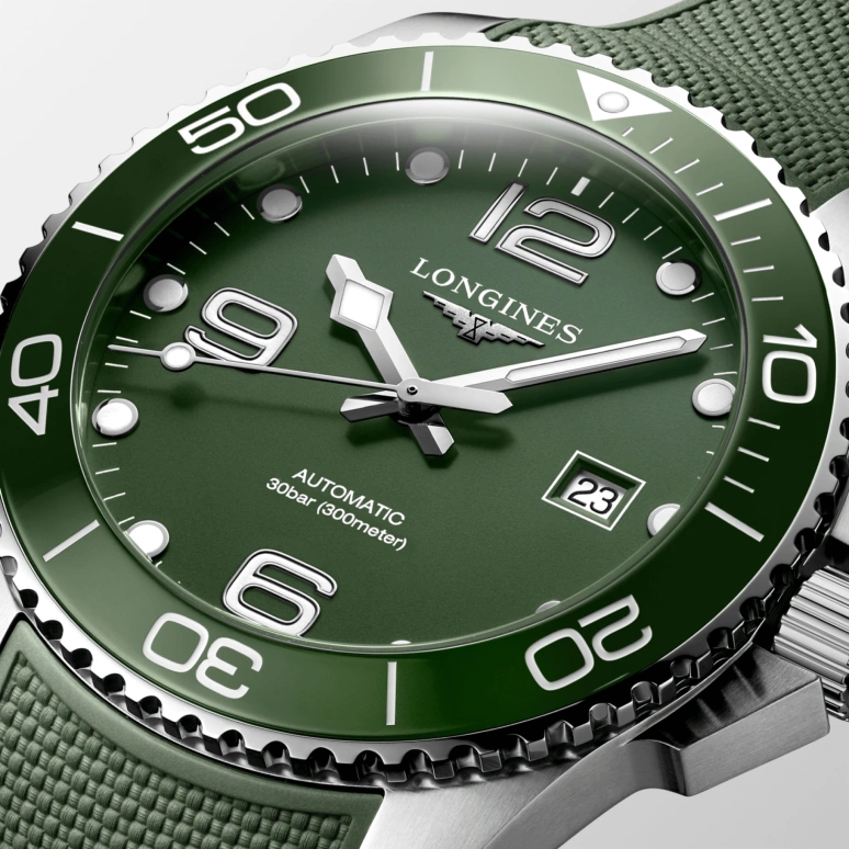 Longines,HydroConquest 43mm,43mm,Stainless Steel,Green,Automatic,Day,72hours,L3,L3.782.4.06.9