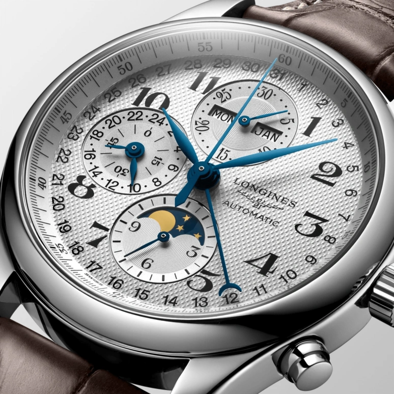 Longines,Master 42mm,42mm,Stainless Steel,Silver,Automatic,Chronograph,Moonphase,Month,Date,42hours,In-house Caliber,L2,L2.773.4.78.3