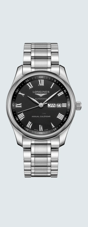 Longines,Master 40mm,40mm,Stainless Steel,Black,Automatic,Annual Calendar,Month,Date,L2,L2.910.4.51.6