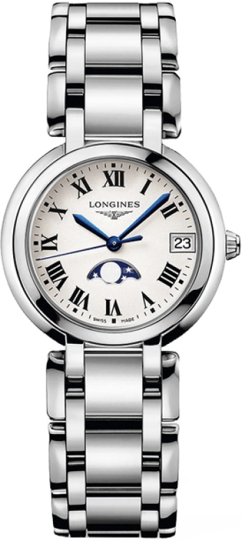 Longines,PrimaLuna 30.50mm,30.50mm,Stainless Steel,Silver,Quartz,Moonphase,Date,L8,L8.115.4.71.6