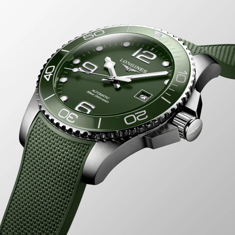 Longines,HydroConquest 43mm,43mm,Stainless Steel,Green,Automatic,Day,72hours,L3,L3.782.4.06.9