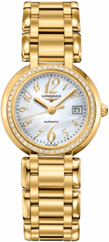 Longines,PrimaLuna 30mm,30mm,Yellow Gold,Silver White,Automatic,Date,40hours,L8,L8.113.7.83.6