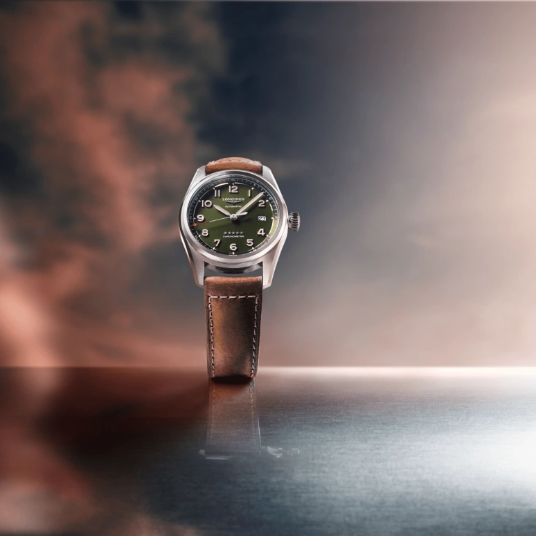 Longines,Spirit 40mm,40mm,Stainless Steel,Green,Automatic,Date,64hours,L3,L3.810.4.03.2