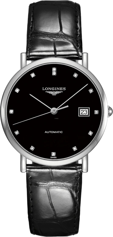 Longines,Elegant 37mm,37mm,Stainless Steel,Black,Automatic,Day,65hours,L4,L4.810.4.57.2