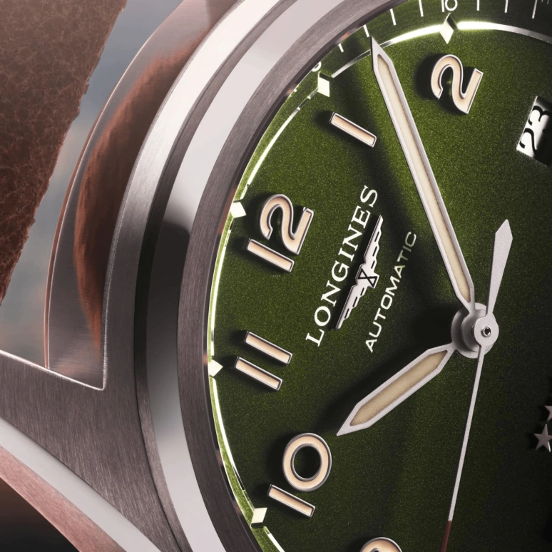 Longines,Spirit 40mm,40mm,Stainless Steel,Green,Automatic,Date,64hours,L3,L3.810.4.03.2