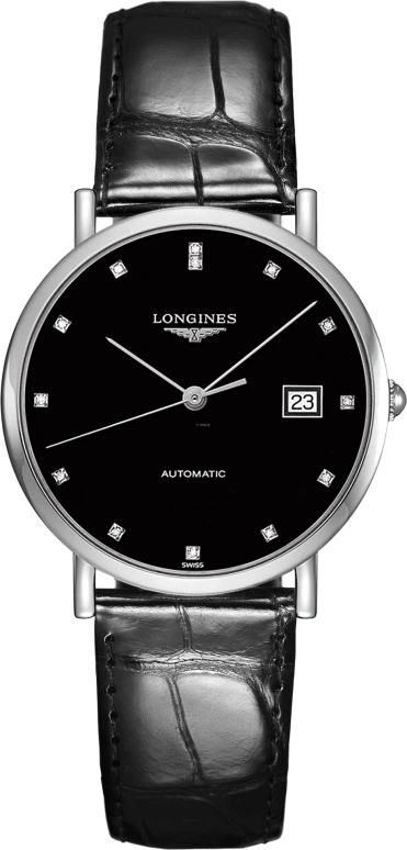 Longines,Elegant 37mm,37mm,Stainless Steel,Black,Automatic,Day,65hours,L4,L4.810.4.57.2