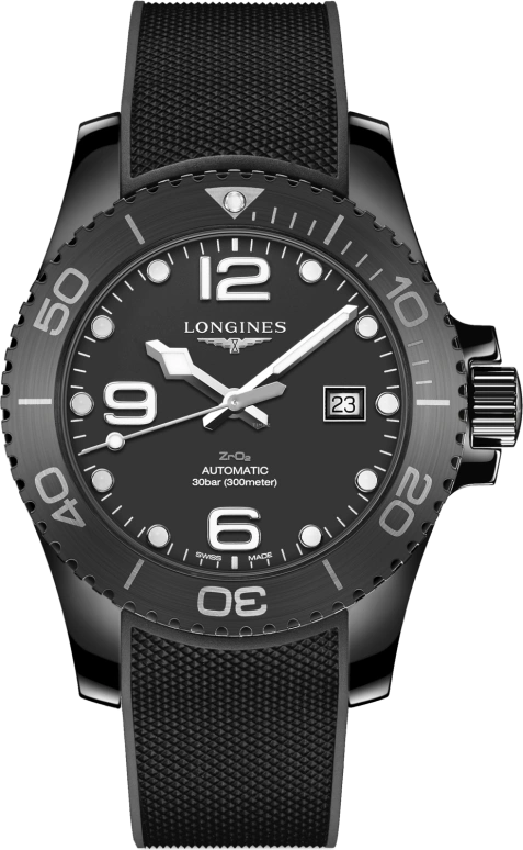 Longines,HydroConquest 43mm,43mm,Ceramic,Black,Automatic,Date,65hours,L3,L3.784.4.56.9