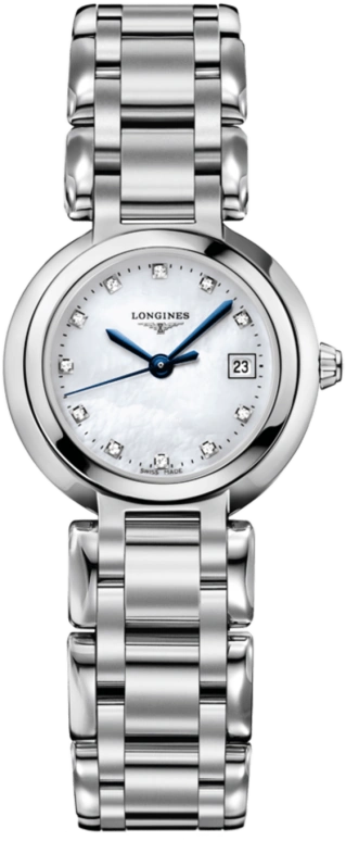 Longines,PrimaLuna 26.50mm,26.50mm,Stainless Steel,White,Quartz,Date,26280hours,L8,L8.110.4.87.6