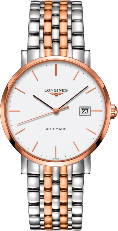 Longines,Elegant 39mm,39mm,Red Gold,Stainless Steel,White,Automatic,Date,65hours,L4,L4.910.5.12.7