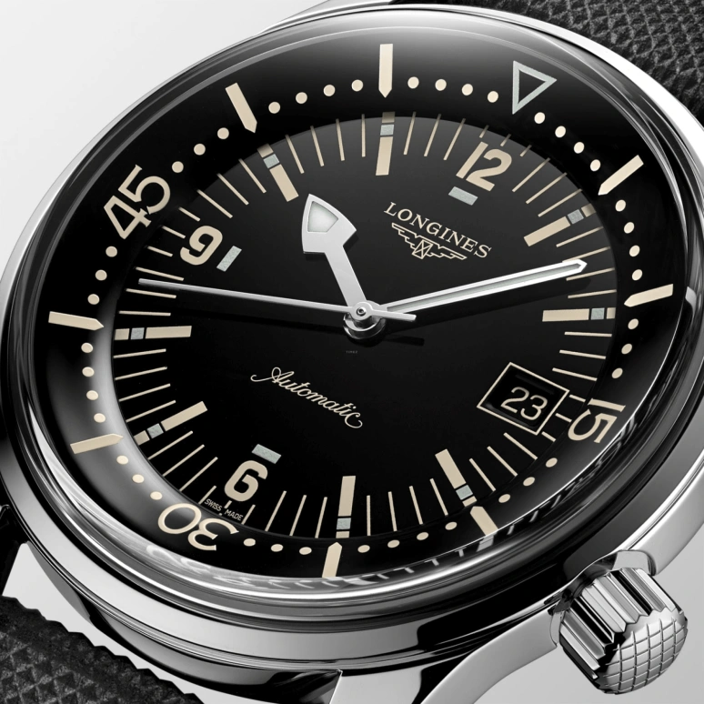 Longines,Heritage Classic 42mm,42mm,Stainless Steel,Black,Automatic,Date,65hours,L3,L3.774.4.50.0