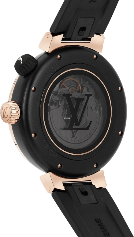 LOUIS VUITTON,Tambour Street Diver 44mm,44mm,Stainless Steel,Rose Gold,Black,Automatic,Sapphire,Crystal Glass,Round,QBB174