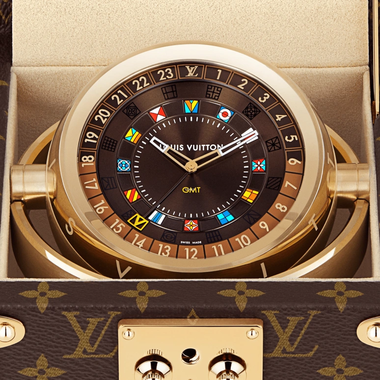 LOUIS VUITTON,Other 80mm,80mm,Stainless Steel,Brown,Coffee,Quartz,Dule Time,Sapphire,Crystal Glass,Q1Q040