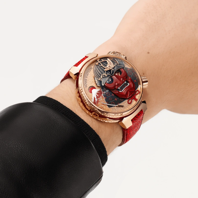 LOUIS VUITTON,Tambour Bushido Automata 46.80mm,46.80mm,Rose Gold,Red,Handwound,Jumping Hours,Retrograde,W1PG31