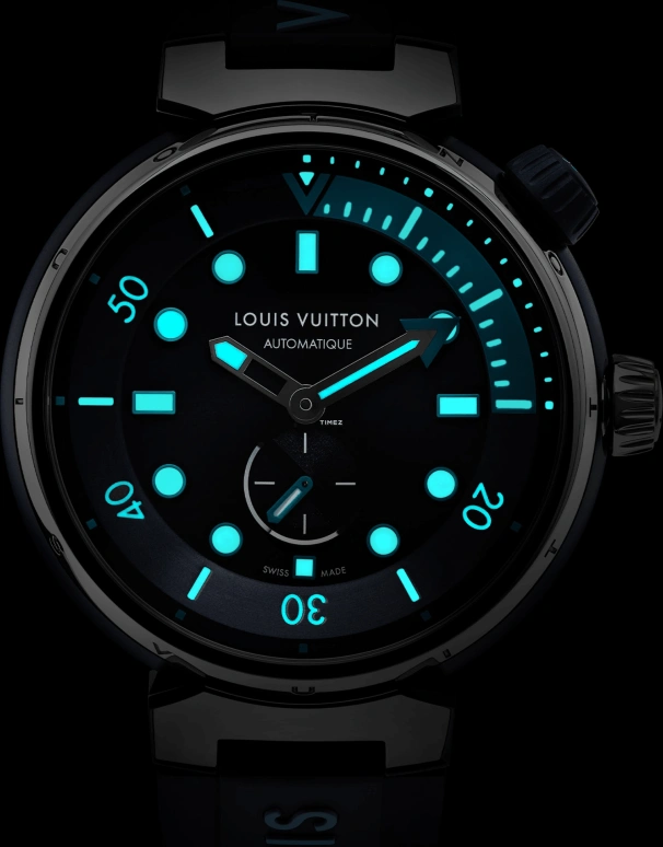 LOUIS VUITTON,Tambour Street Diver 44mm,44mm,Stainless Steel,Blue,Automatic,Sapphire,Crystal Glass,Round,QBB172