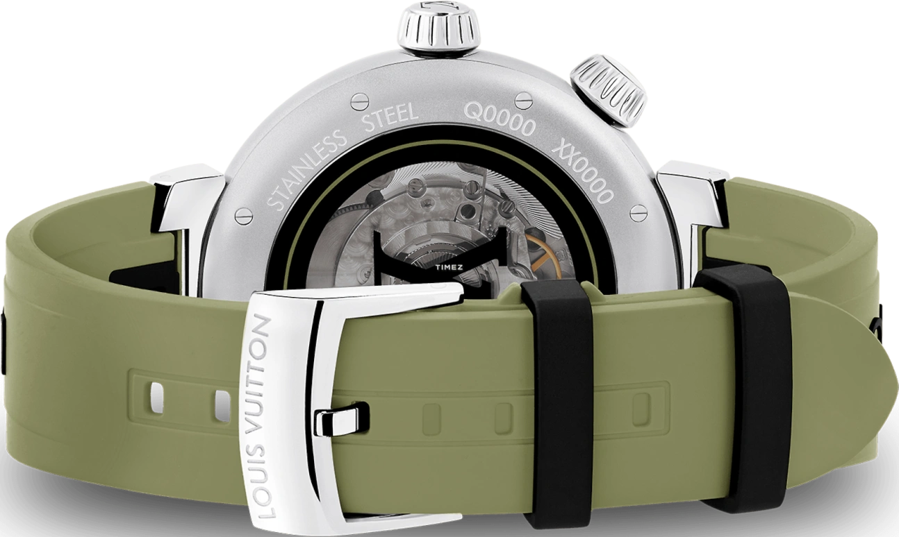 LOUIS VUITTON,Tambour Street Diver 44mm,44mm,Stainless Steel,Olive Green,Black,Green,Automatic,Sapphire,Crystal Glass,Round,QBB202