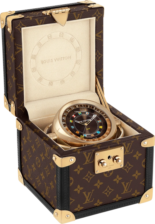 LOUIS VUITTON,Other 80mm,80mm,Stainless Steel,Brown,Coffee,Quartz,Dule Time,Sapphire,Crystal Glass,Q1Q040