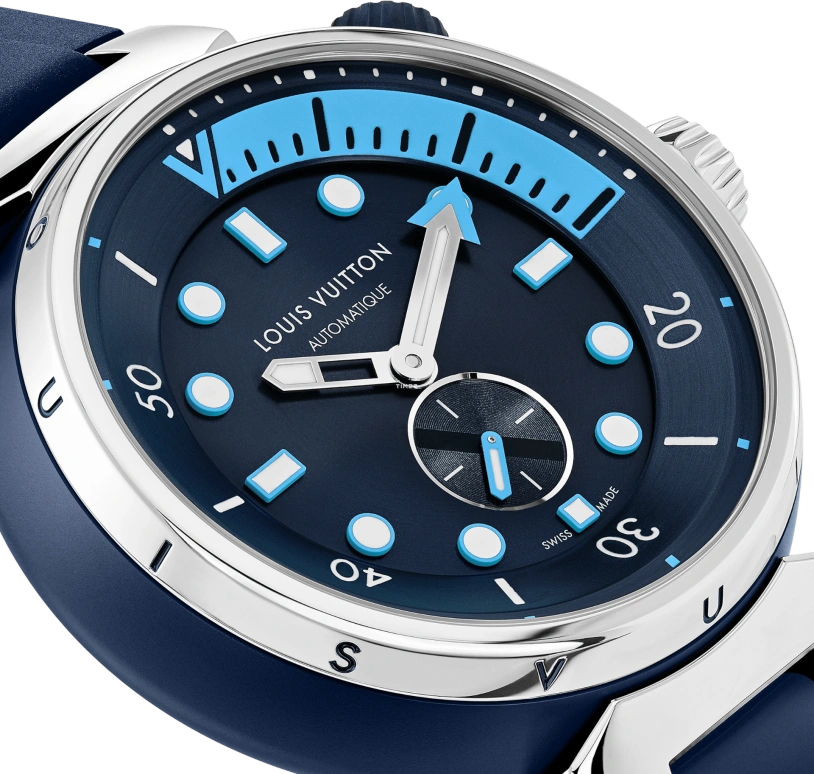 LOUIS VUITTON,Tambour Street Diver 44mm,44mm,Stainless Steel,Blue,Automatic,Sapphire,Crystal Glass,Round,QBB172