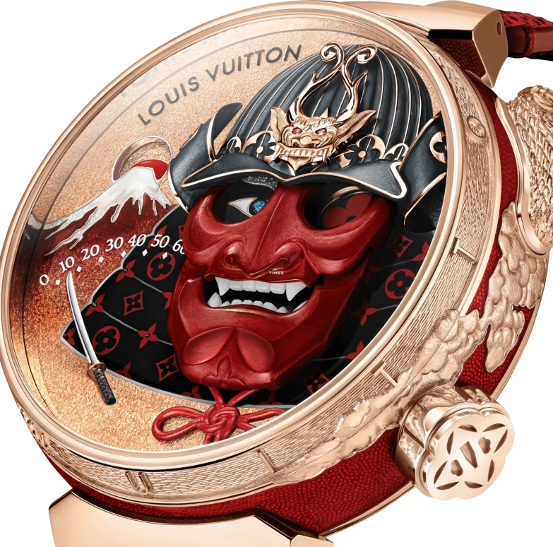 LOUIS VUITTON,Tambour Bushido Automata 46.80mm,46.80mm,Rose Gold,Red,Handwound,Jumping Hours,Retrograde,W1PG31