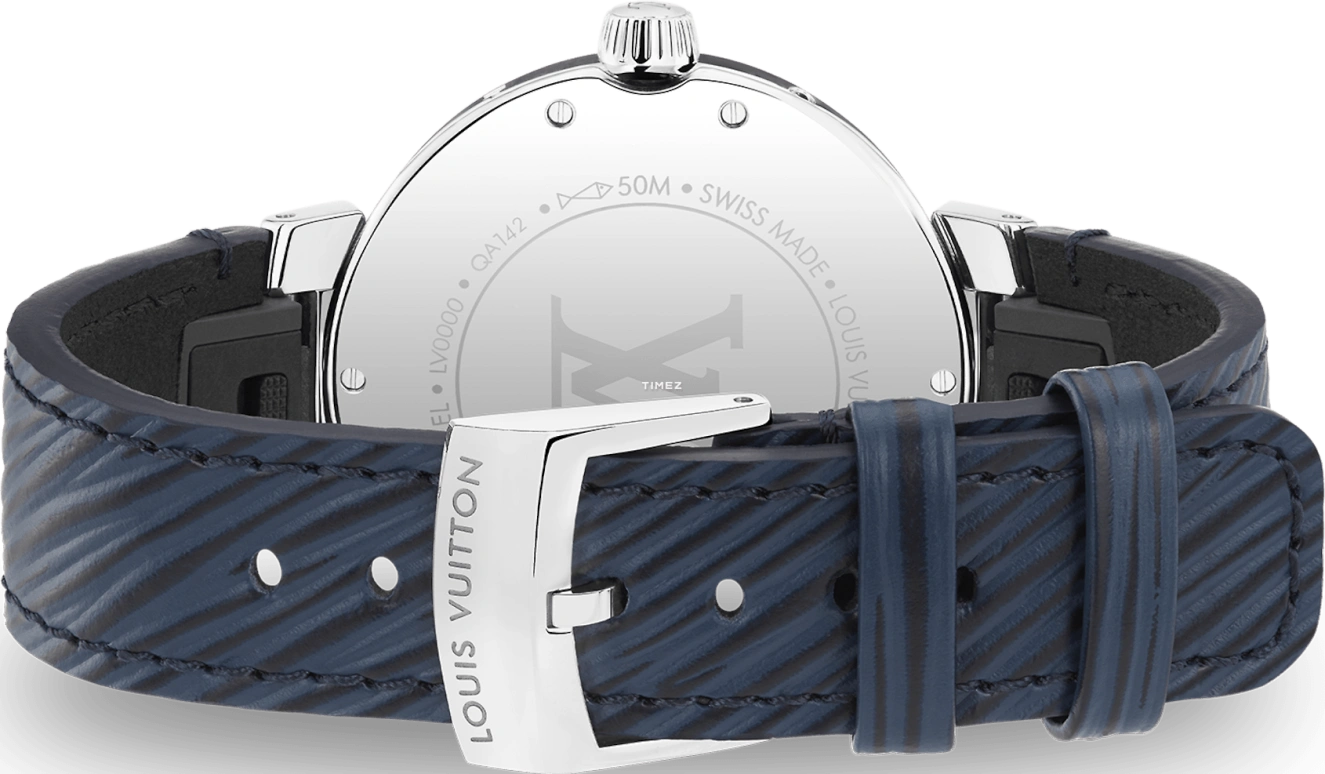 LOUIS VUITTON,Tambour Moon 35mm,35mm,Stainless Steel,Blue,Quartz,Dule Time,Sapphire,Crystal Glass,QBB182