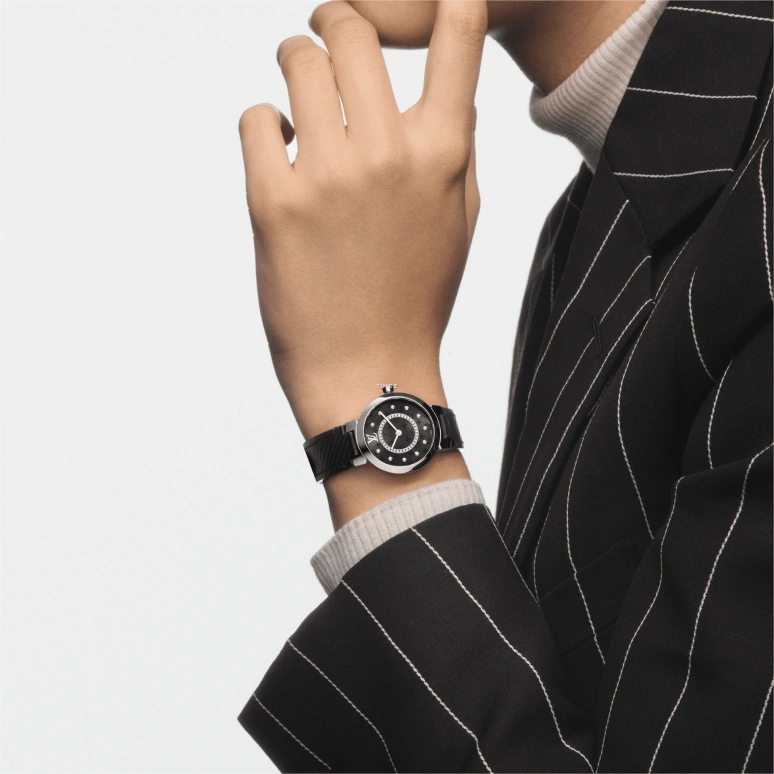 LOUIS VUITTON,Tambour Slim 28mm,28mm,Stainless Steel,Black,Quartz,Sapphire,Crystal Glass,Round,QBB169