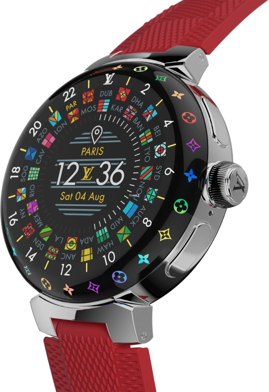 LOUIS VUITTON,Tambour Horizon 44mm,44mm,Stainless Steel,Black,Processor,Smartwatch,Sapphire,Crystal Glass,QBB188