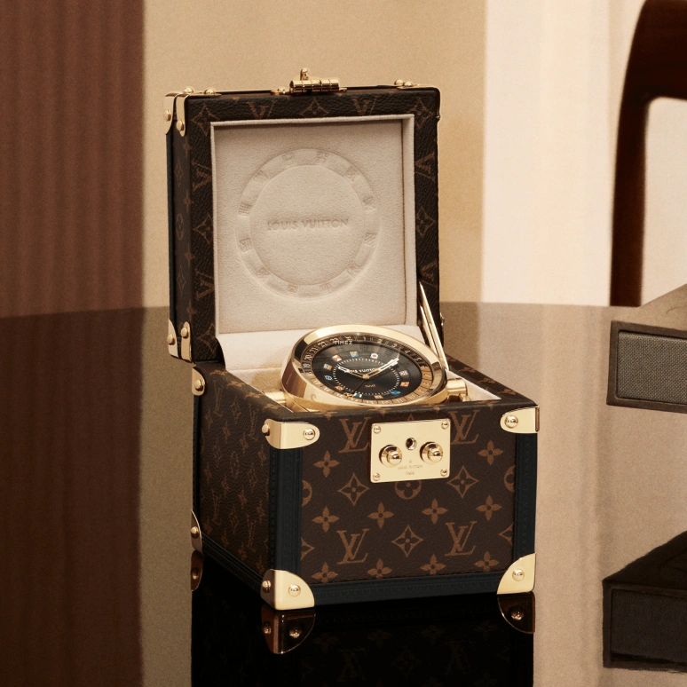 LOUIS VUITTON,Other 80mm,80mm,Stainless Steel,Brown,Coffee,Quartz,Dule Time,Sapphire,Crystal Glass,Q1Q040