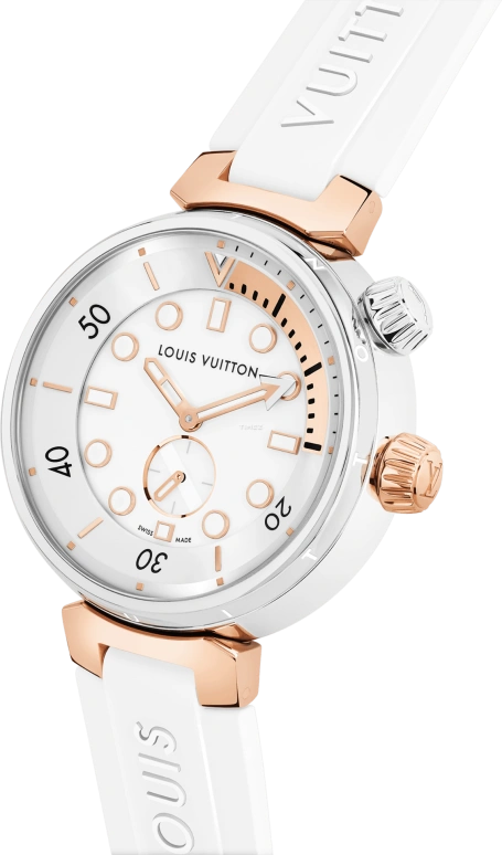 LOUIS VUITTON,Tambour Street Diver 39.50mm,39.50mm,Stainless Steel,White,Quartz,Sapphire,Crystal Glass,Round,QBB198