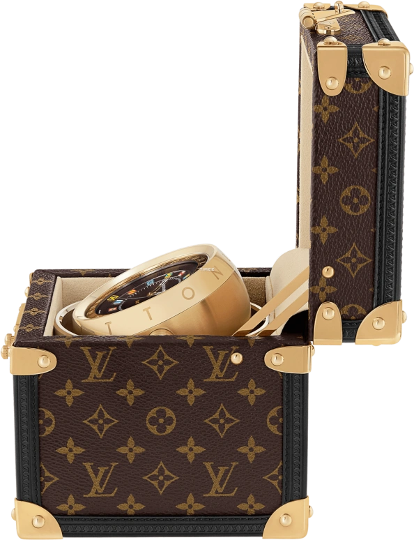 LOUIS VUITTON,Other 80mm,80mm,Stainless Steel,Brown,Coffee,Quartz,Dule Time,Sapphire,Crystal Glass,Q1Q040