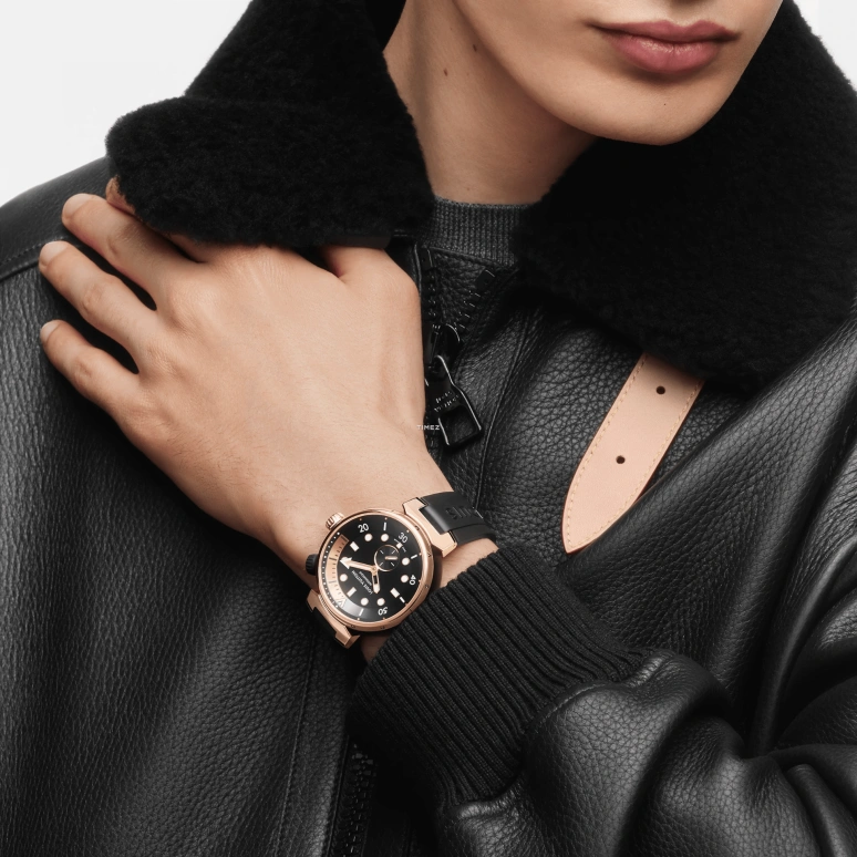 LOUIS VUITTON,Tambour Street Diver 44mm,44mm,Stainless Steel,Rose Gold,Black,Automatic,Sapphire,Crystal Glass,Round,QBB174