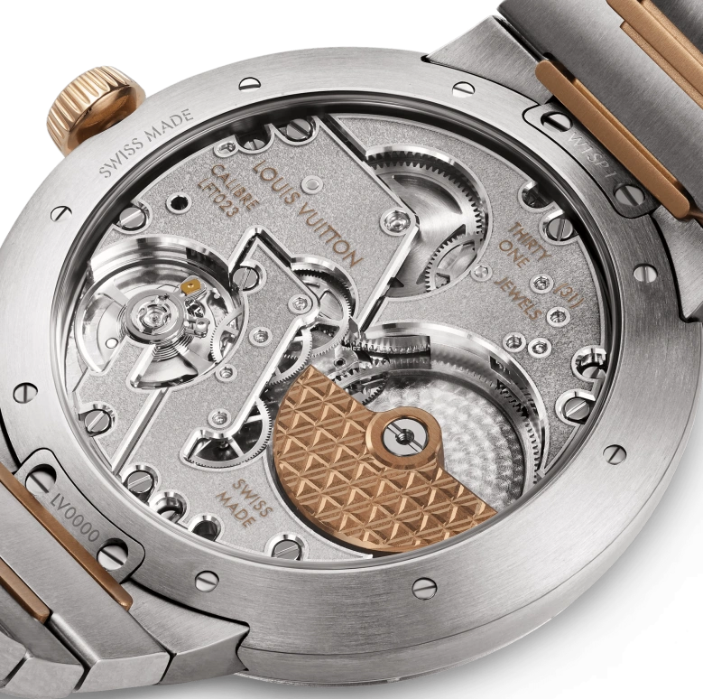 路易威登,Tambour 40毫米,40毫米,精钢,玫瑰金,灰色,自动上弦,50小时,自制机芯,W1SP10