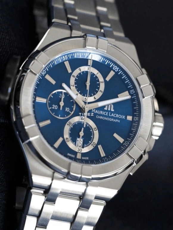 艾美,Aikon Quartz 44毫米,44毫米,不锈钢,夜光,蓝色,石英,计时,日历,AI1018,AI1018-SS002-430-1