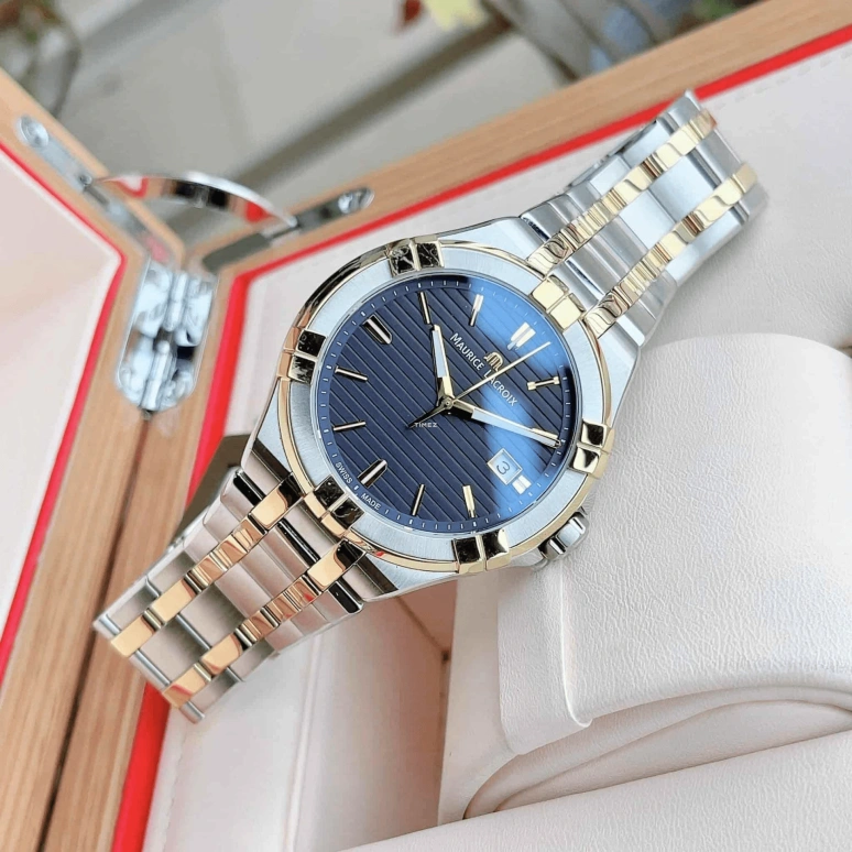 艾美,Aikon Quartz 42毫米,42毫米,不锈钢,蓝色,石英,日历,蓝宝石,AI1008,AI1008-PVY13-433-1