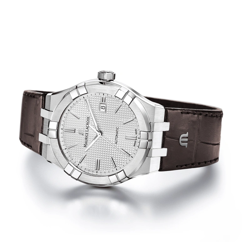 Maurice Lacroix,Aikon 42mm,42mm,Stainless Steel,Silver,Automatic,Day,38hours,AI6008,AI6008-SS001-130-1