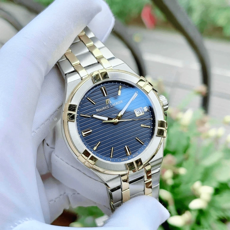 艾美,Aikon Quartz 42毫米,42毫米,不锈钢,蓝色,石英,日历,蓝宝石,AI1008,AI1008-PVY13-433-1