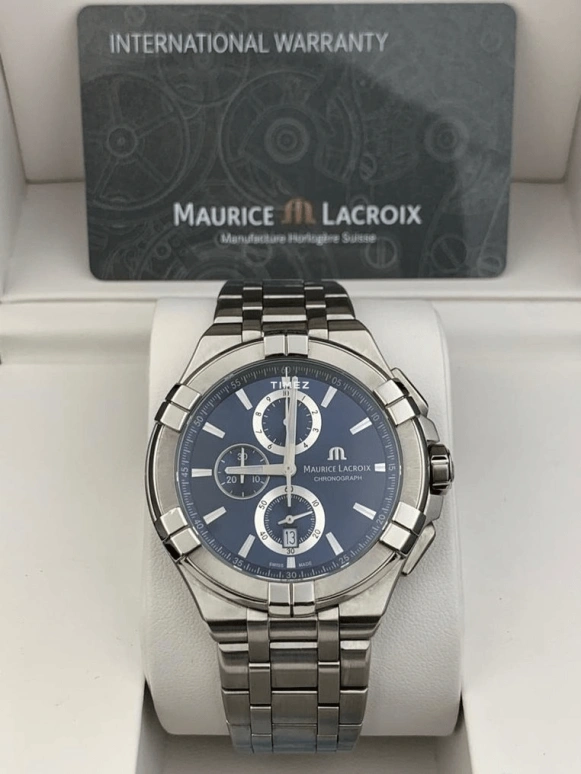 艾美,Aikon Quartz 44毫米,44毫米,不锈钢,夜光,蓝色,石英,计时,日历,AI1018,AI1018-SS002-430-1
