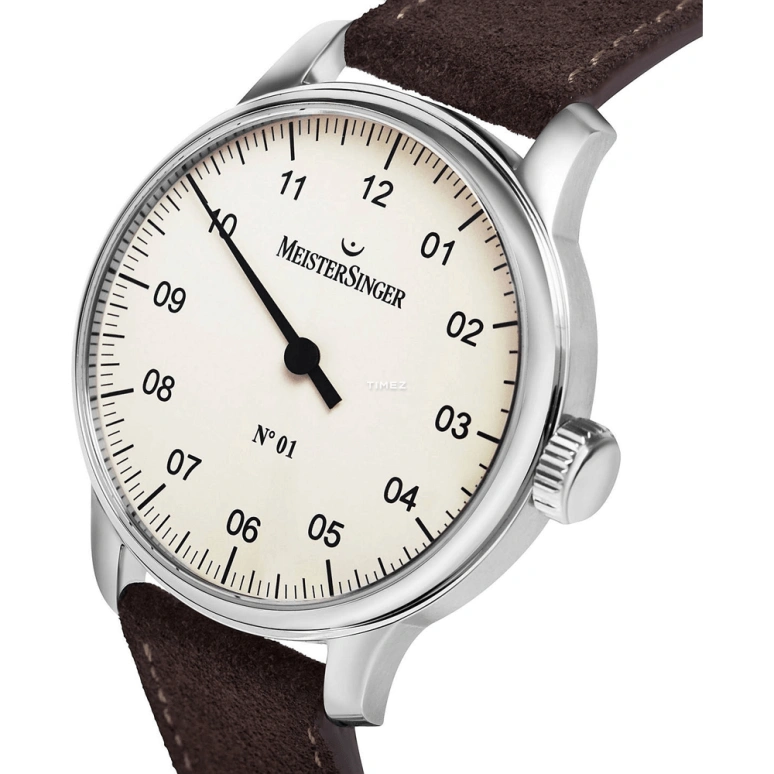 MeisterSinger,单针手表 43毫米,43毫米,不锈钢,米黄色,手动上弦,42小时,蓝宝石,AM3303