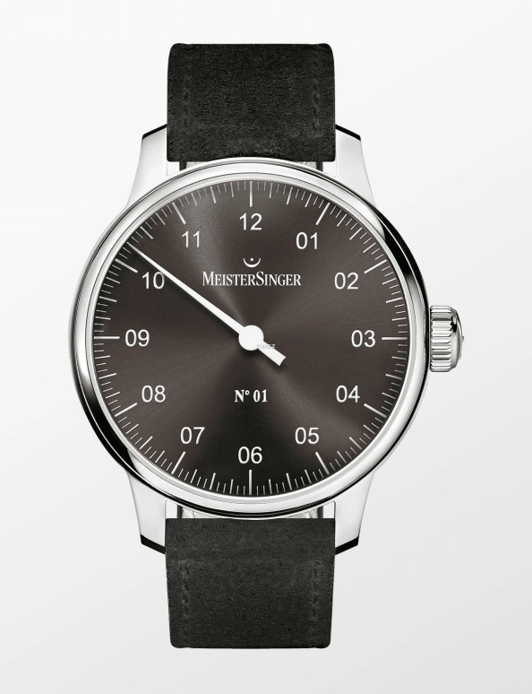 MeisterSinger,单针手表 43毫米,43毫米,不锈钢,黑色,手动上弦,42小时,蓝宝石,AM3307