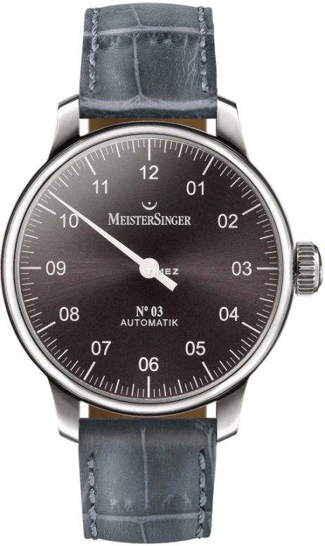 MeisterSinger,单针手表 43毫米,43毫米,不锈钢,黑色,自动上弦,38小时,蓝宝石,AM907