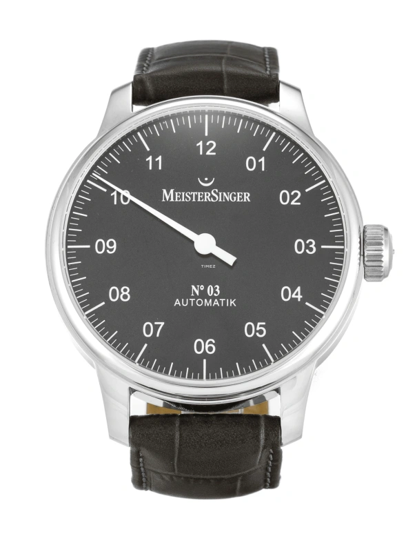 MeisterSinger,单针手表 43毫米,43毫米,不锈钢,黑色,自动上弦,38小时,蓝宝石,AM907