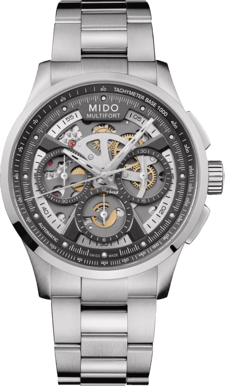 Mido,Multifort 43mm,43mm,Stainless Steel,Grey,Automatic,Chronograph,Anti-magnetic,M038,M038.662.11.060.00