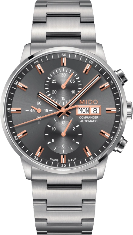 Mido,Commander 42.50mm,42.50mm,Stainless Steel,Grey,Automatic,Chronograph,Date,Day,M016,M016.414.11.061.00