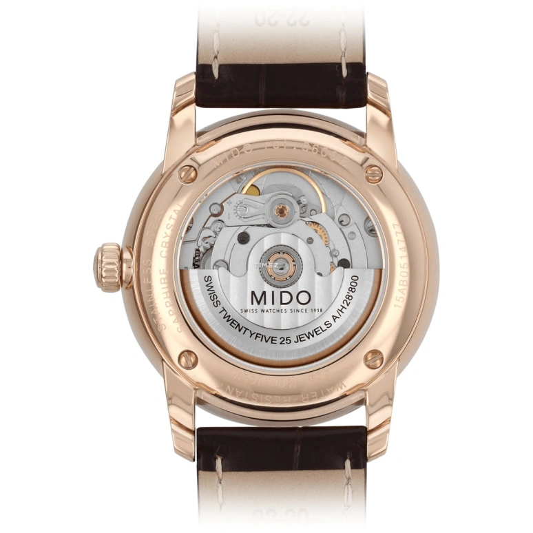 Mido,Baroncelli 38mm,38mm,Stainless Steel,Rose Gold,Silver,Automatic,Day,42hours,M8600,M8600.3.10.4