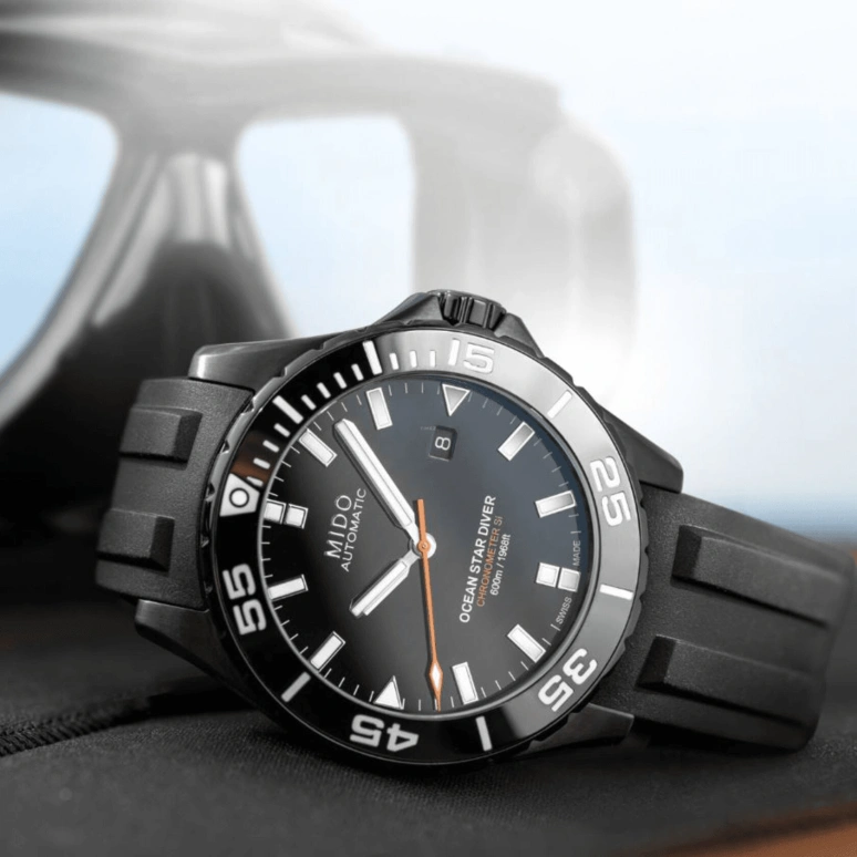 Mido,Ocean Star 43.50mm,43.50mm,Ceramic,Stainless Steel,Black,Automatic,Date,Anti-magnetic,M026,M026.608.37.051.00