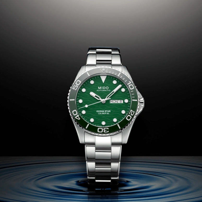 Mido,Ocean Star 42.50mm,42.50mm,Ceramic,Stainless Steel,Green,Automatic,Date,Day,M042,M042.430.11.091.00