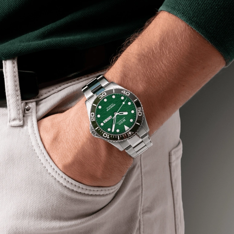 Mido,Ocean Star 42.50mm,42.50mm,Ceramic,Stainless Steel,Green,Automatic,Date,Day,M042,M042.430.11.091.00