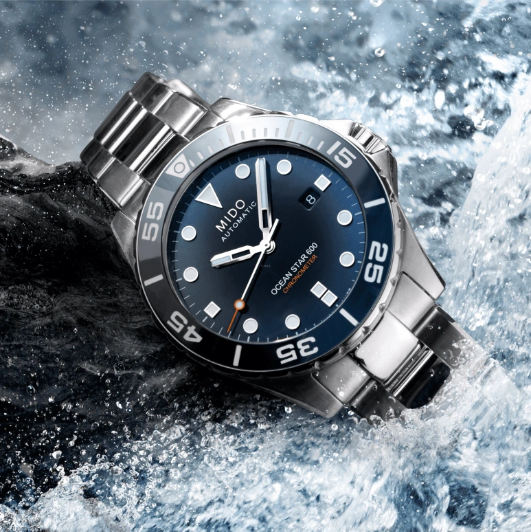 Mido,Ocean Star 43.50mm,43.50mm,Ceramic,Stainless Steel,Blue,Automatic,Date,Anti-magnetic,M026,M026.608.11.041.01