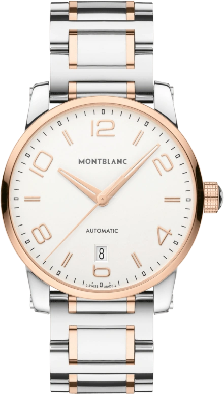 Montblanc,Timewalker 39mm,39mm,Red Gold,Stainless Steel,White,Automatic,Date,38hours,110329